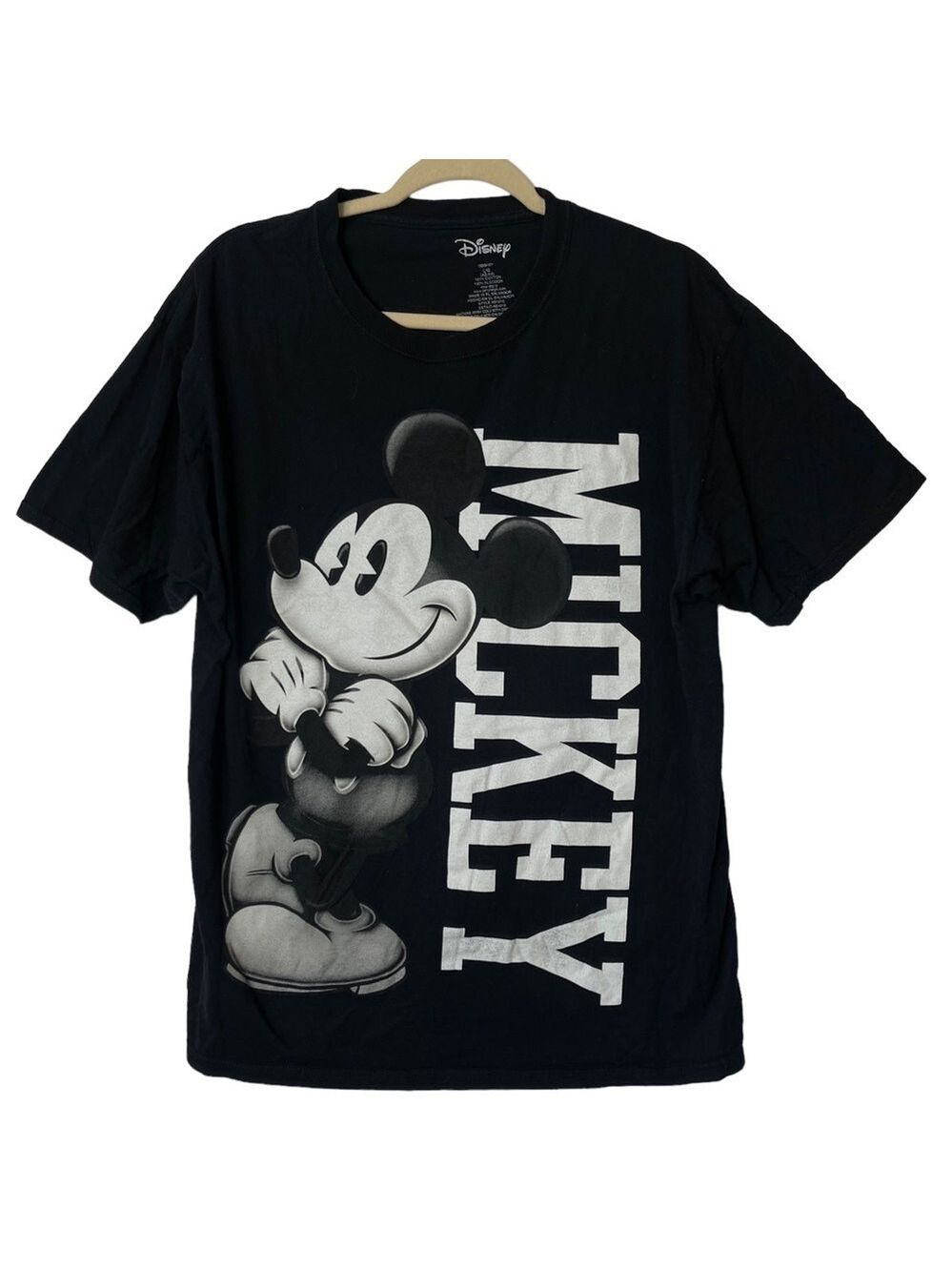 Disney Mickey Mouse Black 100% Cotton Short Sleeved T-Shirt Size Large